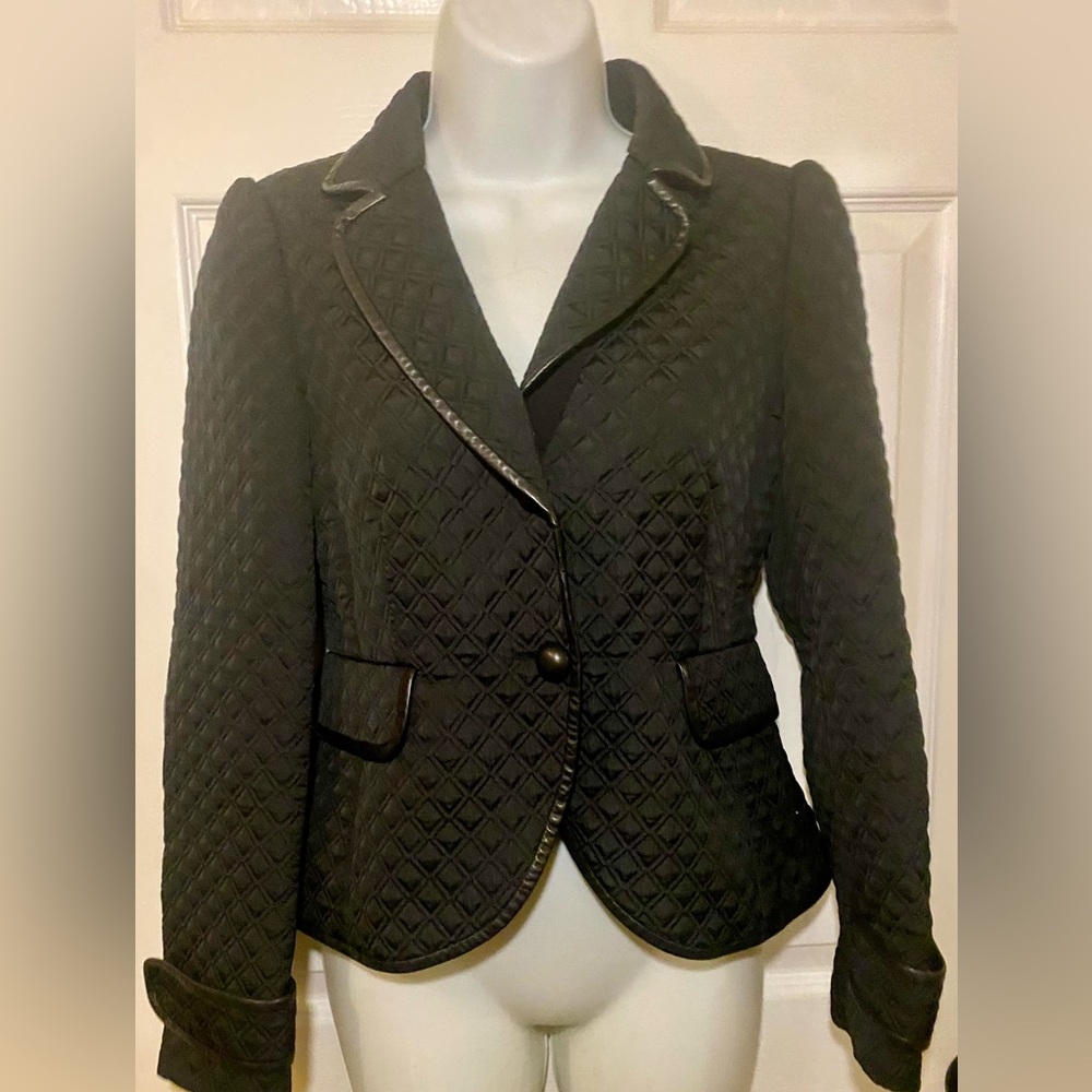 RED Valentino Black Quilted Blazer patent leather trim small